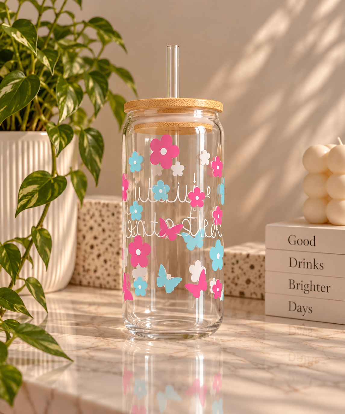 Just Breathe Glass Tumbler