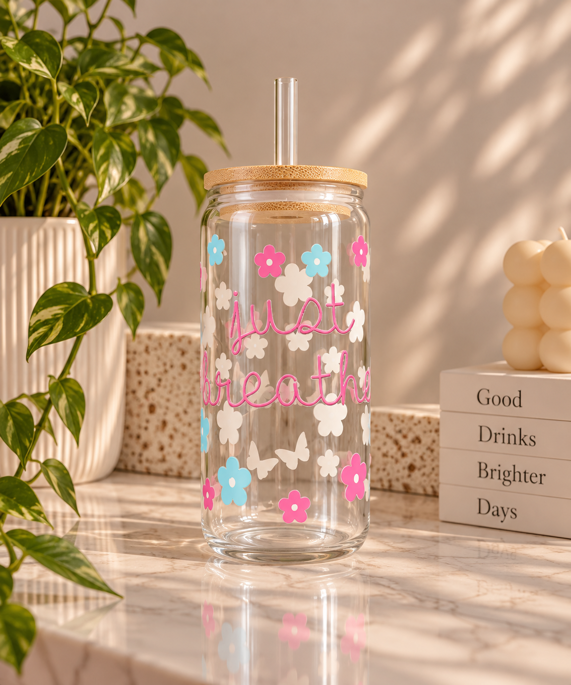 Just Breathe Glass Tumbler