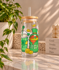 Lucky Clover & Leprechaun Glass Tumbler