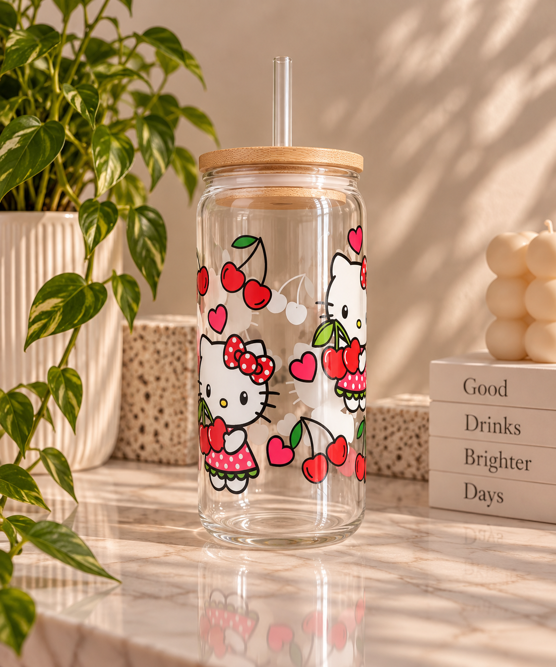 Hello Kitty Cherry Glass Tumbler