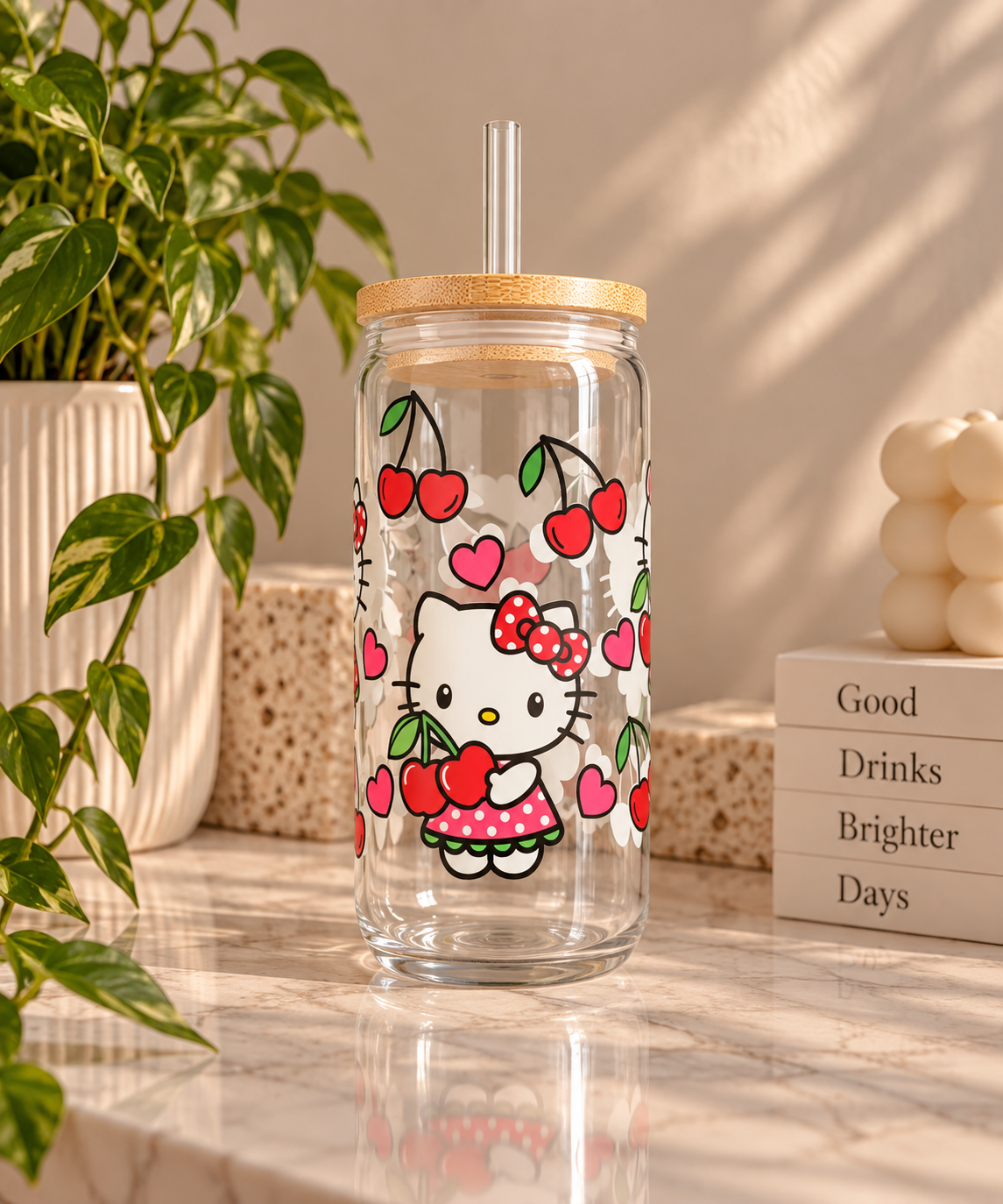 Hello Kitty Cherry Glass Tumbler