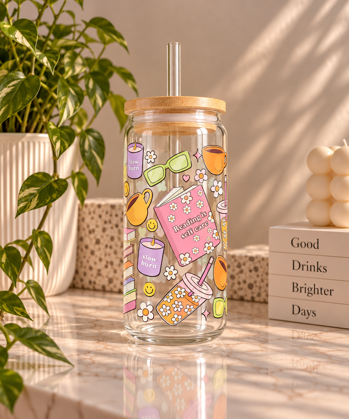 Reading is Self-Care Glass Tumbler