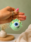 Handmade Crochet Monster Eye Keyring 👁️💚