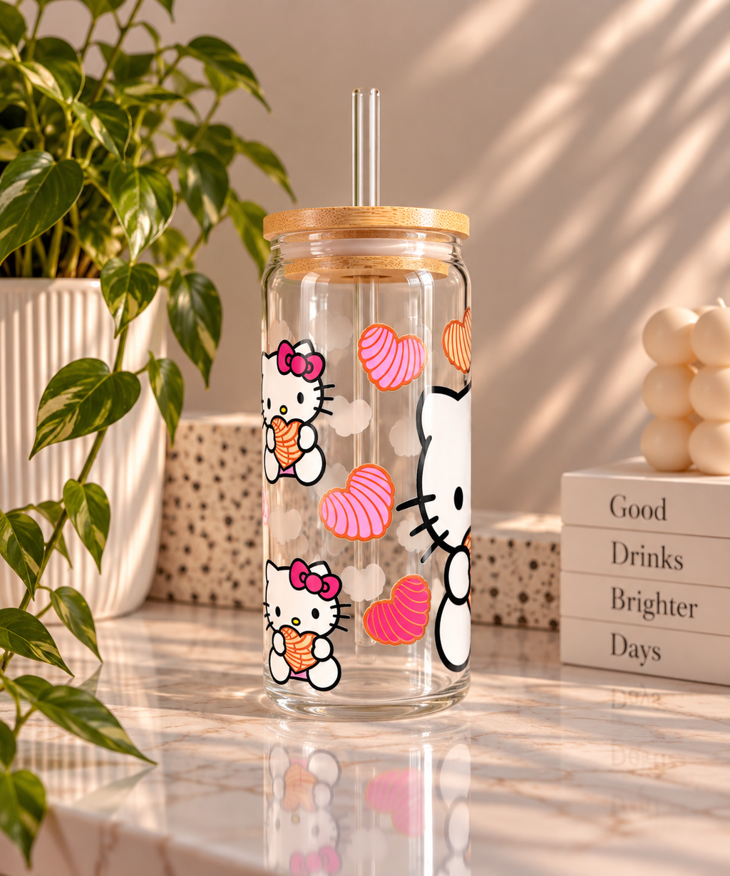 Hello Kitty Strawberry Heart Glass Tumbler